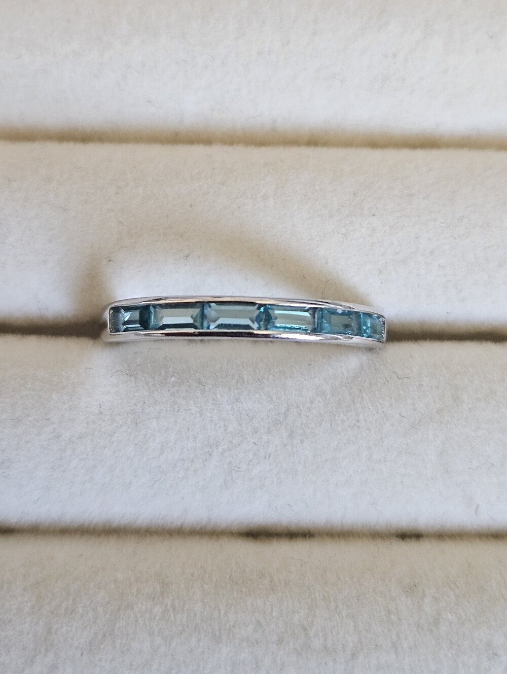 925 Sterling Silver Turquoise Channel Set CZ Ring Band for Women
